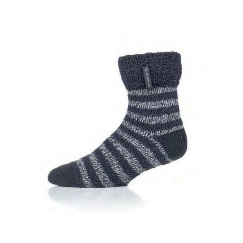 Męskie skarpety do spania Heat Holders SLEEP SOCKS MEN z wywijanym mankietem (Rozmiar: 39-45 - Kolor: czarno-szary)