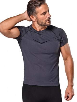T-shirt męski Breeze M13 (dekolt okrągły) termoaktywny, 3 kolory - Nero-Grigio