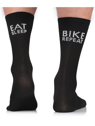 Profesjonalne skarpety kolarskie Todo Cycling Pro model Eat Sleep Bike Repeat, czarne - czarny