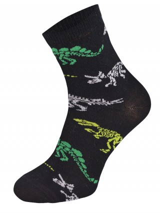 Kolorowe skarpetki CHILI Cotton Socks 748, wesołe motywy- Dinozaur, Szkielet - czarny