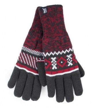Rękawiczki MĘSKIE, KARLSTAD,  bardzo ciepłe, ze wzorem - 2 kolory  - czarno-czerwone