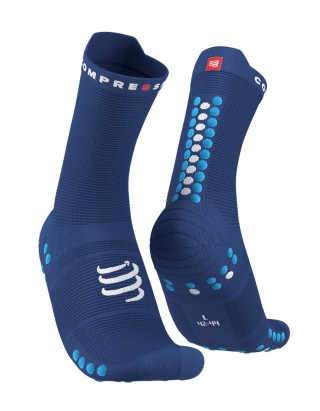 Kompresyjne skarpety biegowe Pro Racing Socks V4.0 Run High - Sodalite/Fluo Blue