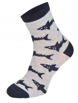 Kolorowe skarpetki CHILI Cotton Socks 748, wesołe motywy- Rekin - popielaty