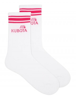 Klasyczne skarpety Kubota SPORT 2 uniwersalny stylowy design- skarpetki z paskiem - biało-różowy