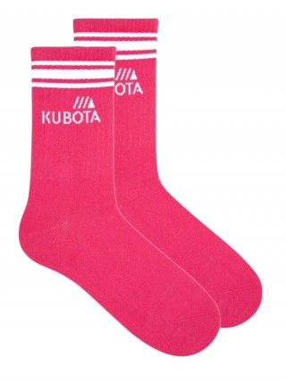 Klasyczne skarpety Kubota SPORT 2 uniwersalny stylowy design- skarpetki z paskiem - różowo-biały