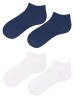 Zestaw 2 par dziecięcych stopek bawełnianych- TUPTUSIE przewiewne, bezpieczne dla skóry - biało-granatowy