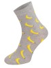 Kolorowe skarpetki Cotton Socks 163, wesołe motywy- Banany - popielaty