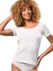 T-shirt damski Luigi di Focenza Madonna Costina D35 prążkowany materiał - Bianco