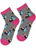 Kolorowe skarpetki z gładkim szwem Cotton Socks, wesołe motywy- Tukany - szary