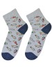 Kolorowe skarpetki Cotton Socks 748, wesołe motywy- Trampki  - popielaty