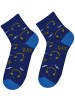 Kolorowe skarpetki z gładkim szwem Cotton Socks, wesołe motywy- Music life - niebieski