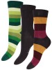 3PACK Zestaw bawełnianych skarpetek w kolorowe paski FOOTSTAR, cienkie Oeko-TeX® - zielony