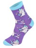 Kolorowe skarpetki CHILI Cotton Socks 748, wesołe motywy- Tańczący jednorożec, Unicorn - fioletowy
