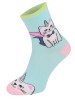 Kolorowe skarpetki CHILI Cotton Socks 748, wesołe motywy- Bajkowy kot, jednorożec - turkusowy