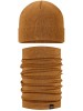 Komplet zimowy czapka i komin Todo 100% MERINO WOOL termoaktywny, wyjątkowo ciepły - musztardowy