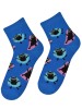 Kolorowe skarpetki z gładkim szwem Cotton Socks, wesołe motywy- Wakacyjne kotki - niebieski