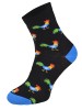 Kolorowe skarpetki Cotton Socks 163, wesołe motywy- Kolorowe Koguty - czarny