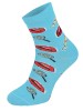 Kolorowe skarpetki CHILI Cotton Socks 748, wesołe motywy- Pop-Art, Usta, Cukierki, Słodycze - turkusowy