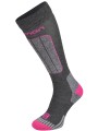 Skarpety narciarskie Salomon Tech Wool SmuSki Socks wyjątkowo ciepłe z Merino - Antra/Fuchsia